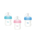 Momeasy Baby Wide-Neck Glass Feeding Bottle – 120ml (4oz) | Anti-Colic Design | BPA-Free | Heat-Resistant